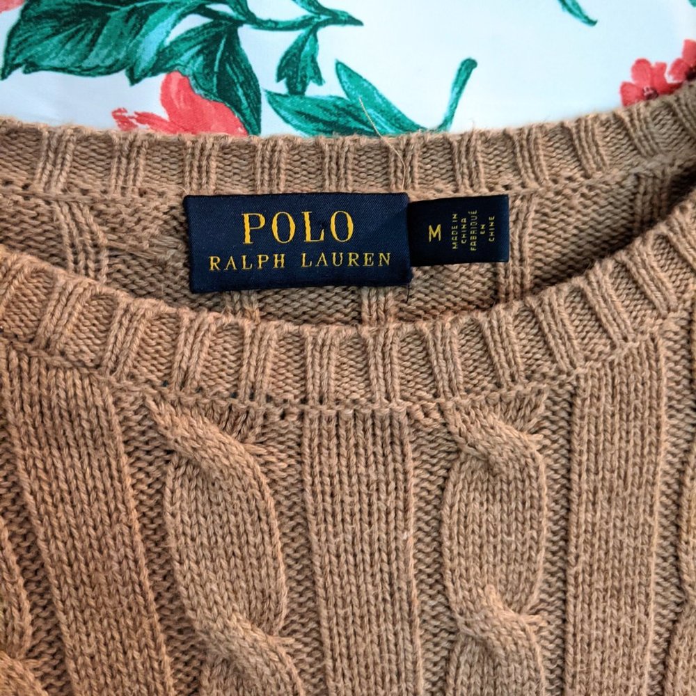 POLO RALPH LAUREN ✨ Tan Cable Knit Sweater - Picture 4 of 6